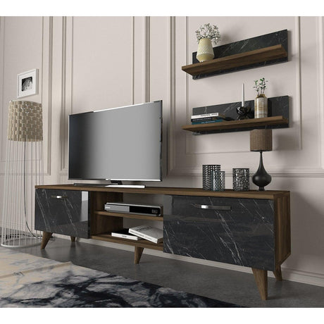 Comoda Tv Ayden - Marble, Nuc, 150x40x30 cm