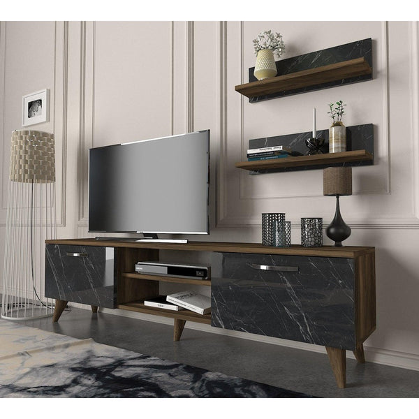 Comoda Tv Ayden - Marble, Nuc, 150x40x30 cm