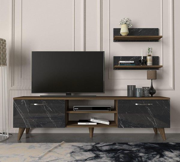 Comoda Tv Ayden - Marble, Nuc, 150x40x30 cm