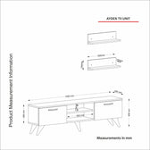 COMODA TV Ayden - Marble, Nuc, 150x40x30 cm