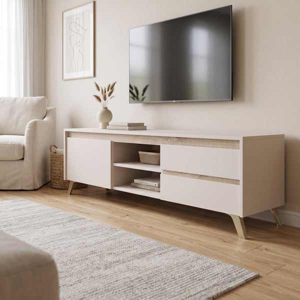 Comoda TV Belka, Crem, 155x45x54 cm
