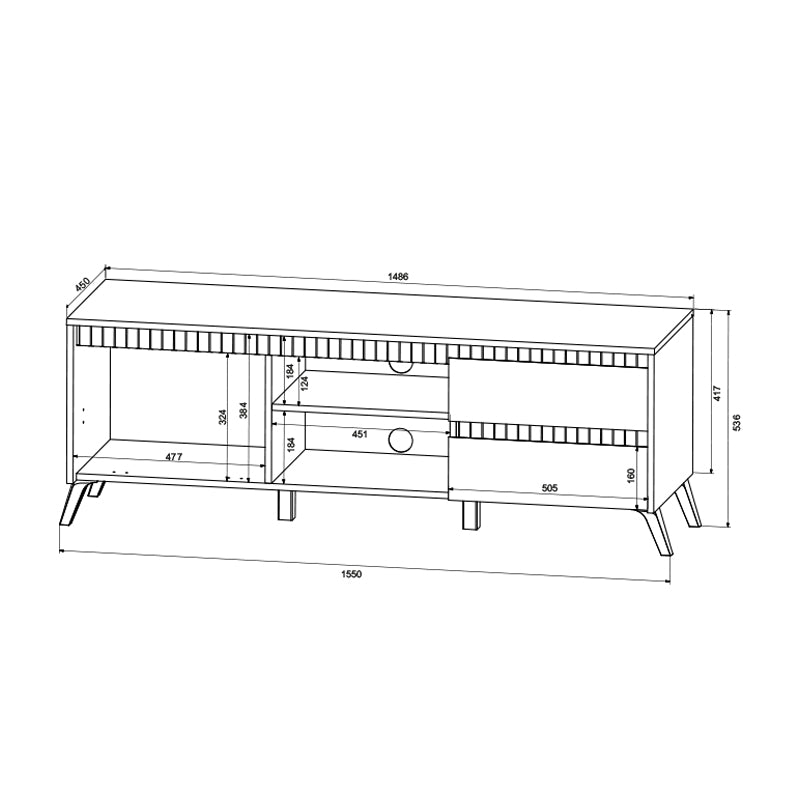 Comoda TV Belka, Crem, 155x45x54 cm