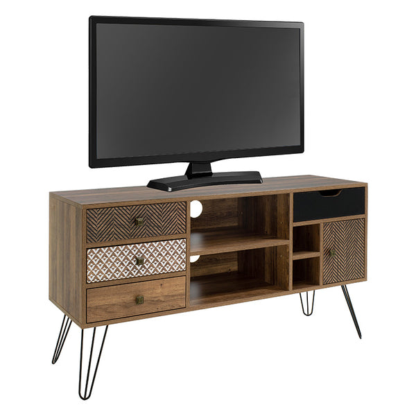 Comoda TV Boho, Nuc - Negru, 120x39x64 cm