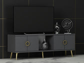 Comoda TV Cey - Anthracite, Gri, 45x30x150 cm
