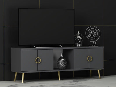 Comoda TV Cey - Anthracite, Gri, 45x30x150 cm
