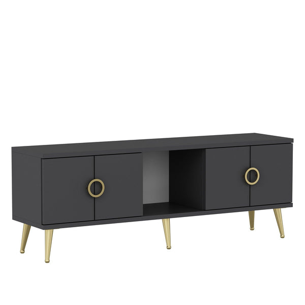 Comoda TV Cey - Anthracite, Gri, 45x30x120 cm
