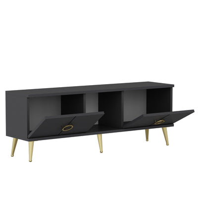 Comoda TV Cey - Anthracite, Gri, 45x30x150 cm