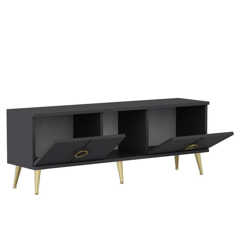 Comoda TV Cey - Anthracite, Gri, 45x30x150 cm