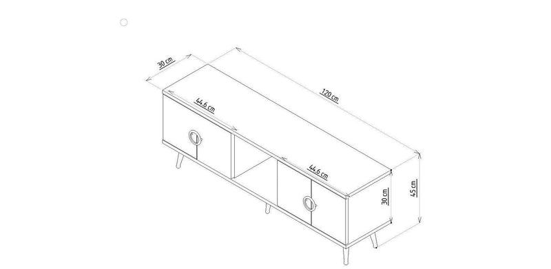 Comoda TV Cey - Anthracite, Gri, 45x30x150 cm