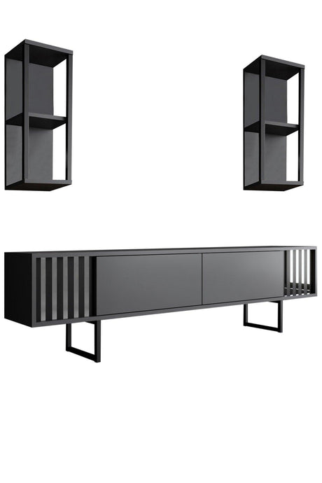 Comoda Tv Chrome Line Tv Stand Stylish, Gri, 180x48x30 cm