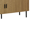 Comoda TV - Consolă de dimensiuni medii Scandi MDF lemn Natural cu picioare din metal, negru, 150x45x58 cm, perspectiva suplimentara