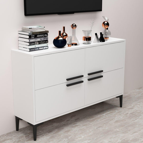 Comoda TV Ctn - White, Alb, 75x30x120 cm