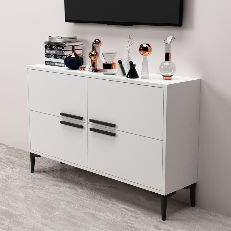 Comoda TV Ctn - White, Alb, 75x30x120 cm