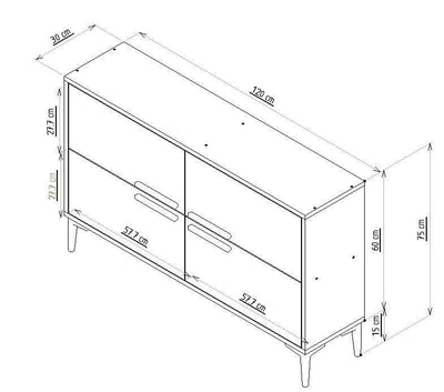 Comoda TV Ctn - White, Alb, 75x30x120 cm