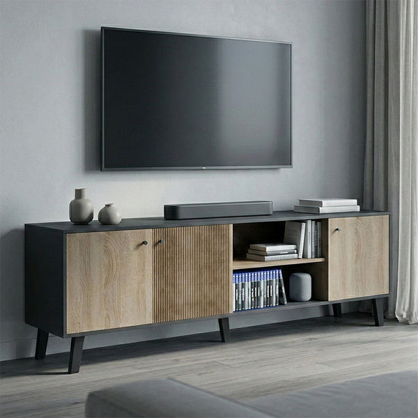 Comodă TV cu design modern, Tuscany Sonoma-Antracit, Stil Contemporan, PAL/MDF, 180x41x51 cm