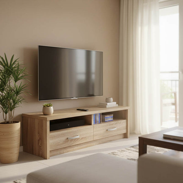 Comoda TV cu rafturi, Lemn, Sonoma, 120x45x42 cm