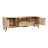 Comoda TV cu spatiu de depozitare Hamea, Natural, 145x39x49 cm, perspectiva suplimentara