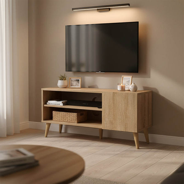Comoda TV cu spatiu de depozitare Orianne, Lemn, Sonoma, 90x32x46 cm