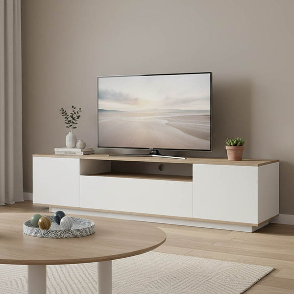 Comoda TV cu spatiu de depozitare Winey, Lemn, Stejar, 180x44x44 cm