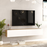 Comoda TV de perete Dello, 180x32x30 cm - Alb-Sonoma