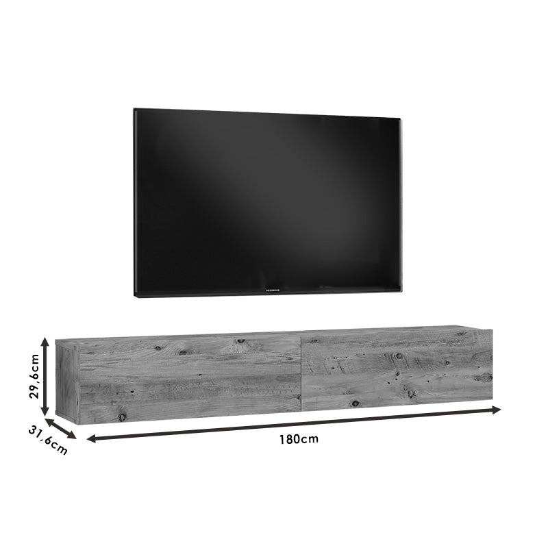 Comoda TV de perete Dello, 180x32x30 cm - Alb-Sonoma