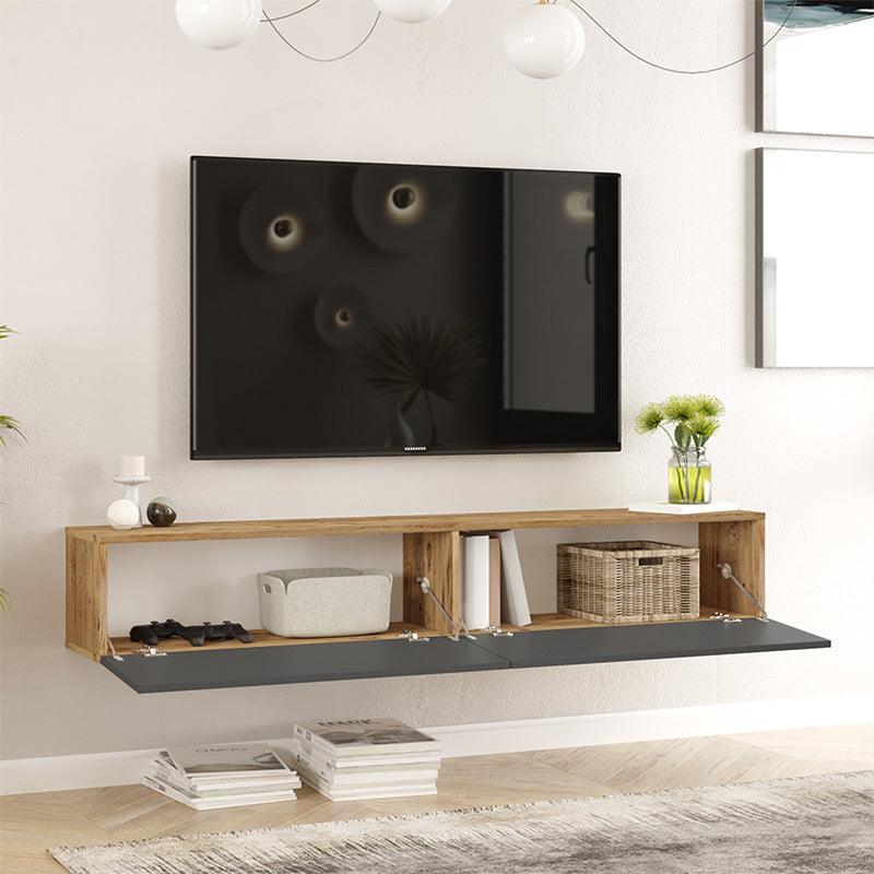Comoda TV de perete Dello, Antracit - Sonoma, 180x32x30 cm - Antracit