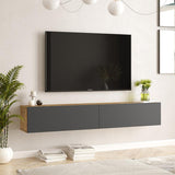 Comoda TV de perete Dello, Antracit - Sonoma, 180x32x30 cm - Antracit