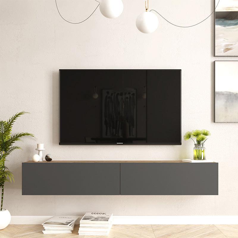 Comoda TV de perete Dello, Antracit - Sonoma, 180x32x30 cm - Antracit