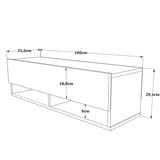 Comoda TV de perete Roscoe, 100x32x30 cm - Alb-Stejar