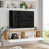 Comoda TV de perete Serit, Alb - sonoma, 140x31x29 cm, imagine suplimentara