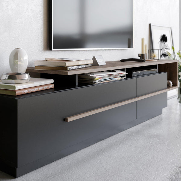 Comoda Tv Deniz, Negru, 180x46x39 cm