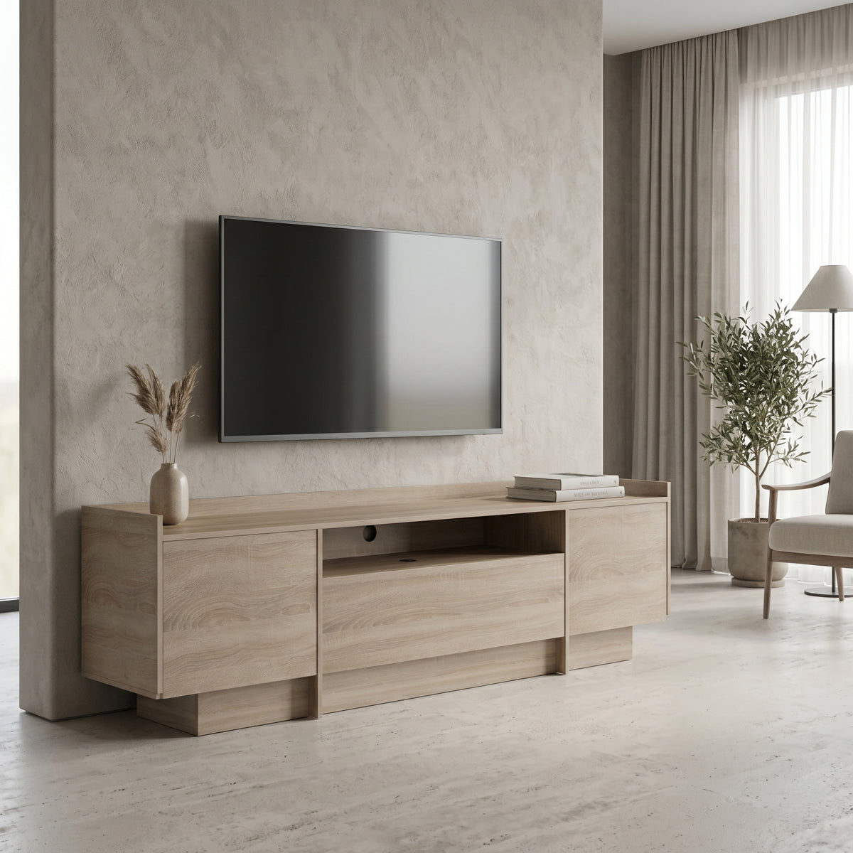 Comoda TV Derden, Sonoma, 197x38x58 cm