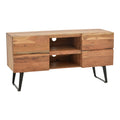 Comoda TV Dervie lemn masiv de acacia Natural 130x43x66 cm