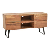 Comoda TV Dervie lemn masiv de acacia Natural 130x43x66 cm