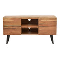 Comoda TV Dervie lemn masiv de acacia, Natural, 130x43x66 cm, imagine suplimentara