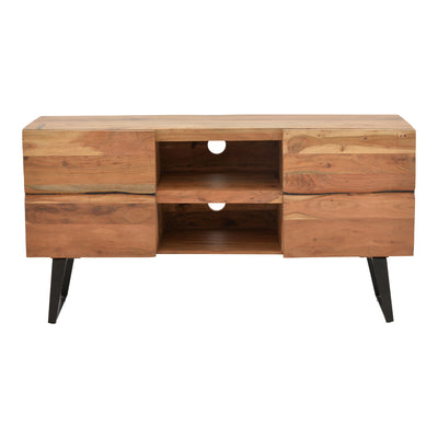 Comoda TV Dervie lemn masiv de acacia, Natural, 130x43x66 cm, imagine suplimentara