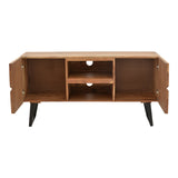 Comoda TV Dervie lemn masiv de acacia, Natural, 130x43x66 cm