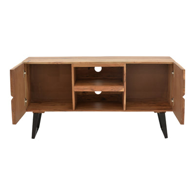Comoda TV Dervie lemn masiv de acacia, Natural, 130x43x66 cm, detaliu produs