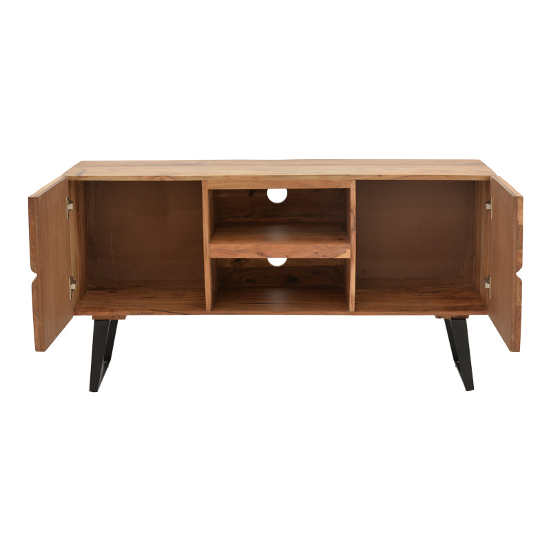 Comoda TV Dervie lemn masiv de acacia, Natural, 130x43x66 cm, detaliu produs