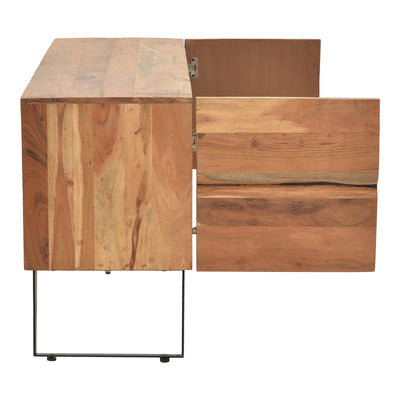 Comoda TV Dervie lemn masiv de acacia, Natural, 130x43x66 cm, foto produs