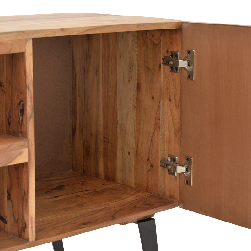Comoda TV Dervie lemn masiv de acacia, Natural, 130x43x66 cm, foto produs 7