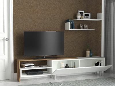 COMODA TV Dizayn - White, Walnut, Alb, 180x41x31 cm