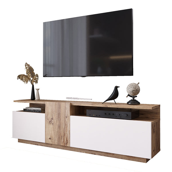 Comoda TV Elana, Alb - Antracit, 150x29x46 cm