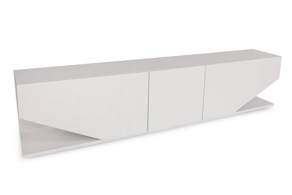 Comoda Tv Elegant cu 3 usi, Alb, 180x40x30 cm