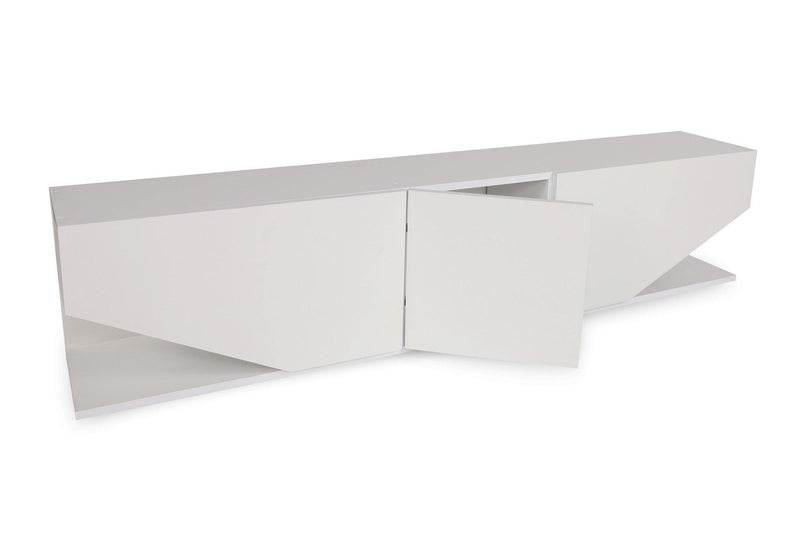 Comoda Tv Elegant cu 3 usi, Alb, 180 x 40 x 30 cm