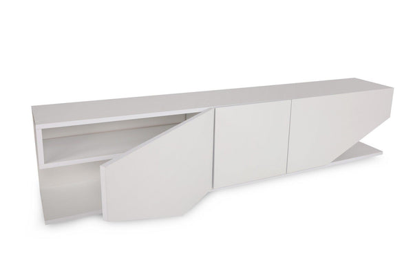 Comoda Tv Elegant cu 3 usi, Alb, 180x40x30 cm
