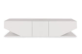 Comoda Tv Elegant cu 3 usi, Alb, 180 x 40 x 30 cm