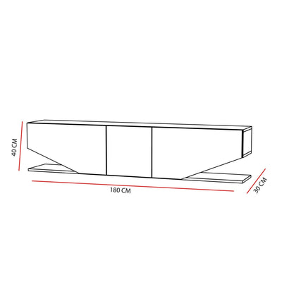 Comoda Tv Elegant cu 3 usi, Alb, 180 x 40 x 30 cm