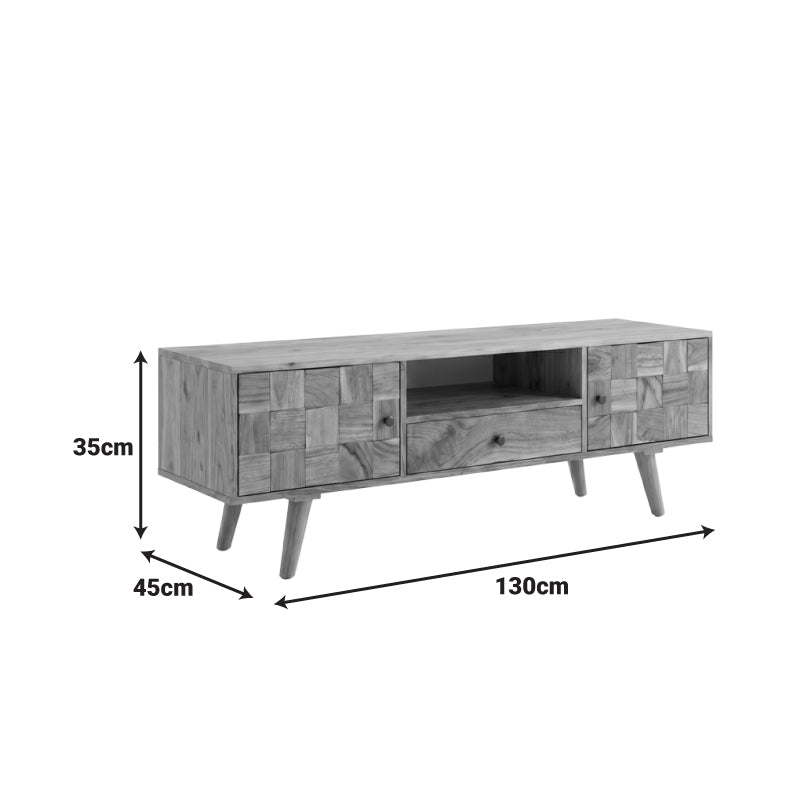 Comoda TV Firpo, Natural, 130x35x45 cm, imagine produs 6