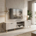 Comoda TV Gorna, Aspect marmura, Bej, 180x35x49 cm